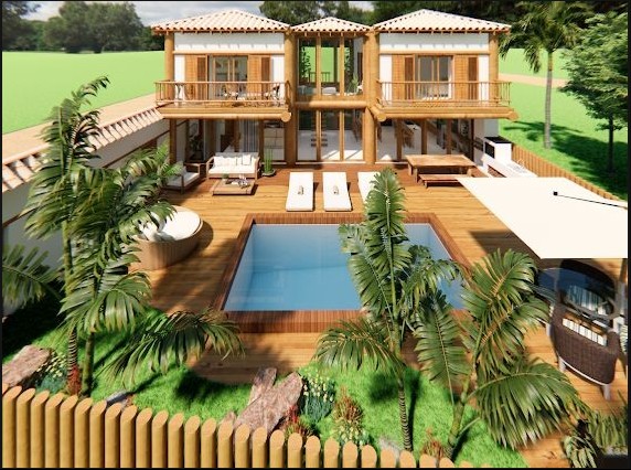 Casa exclusiva com 4 suítes, piscina e estilo rústico-chique no Outeiro das Brisas